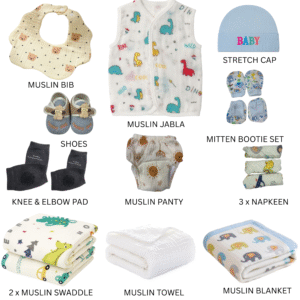 Cotton Baby Essentials Gift Set | Baby Shower Gift Hamper | Baby Clothing Gift Combo