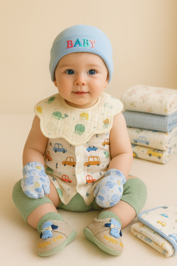 Cotton Baby Essentials Gift Set | Baby Shower Gift Hamper | Baby Clothing Gift Combo - Image 11