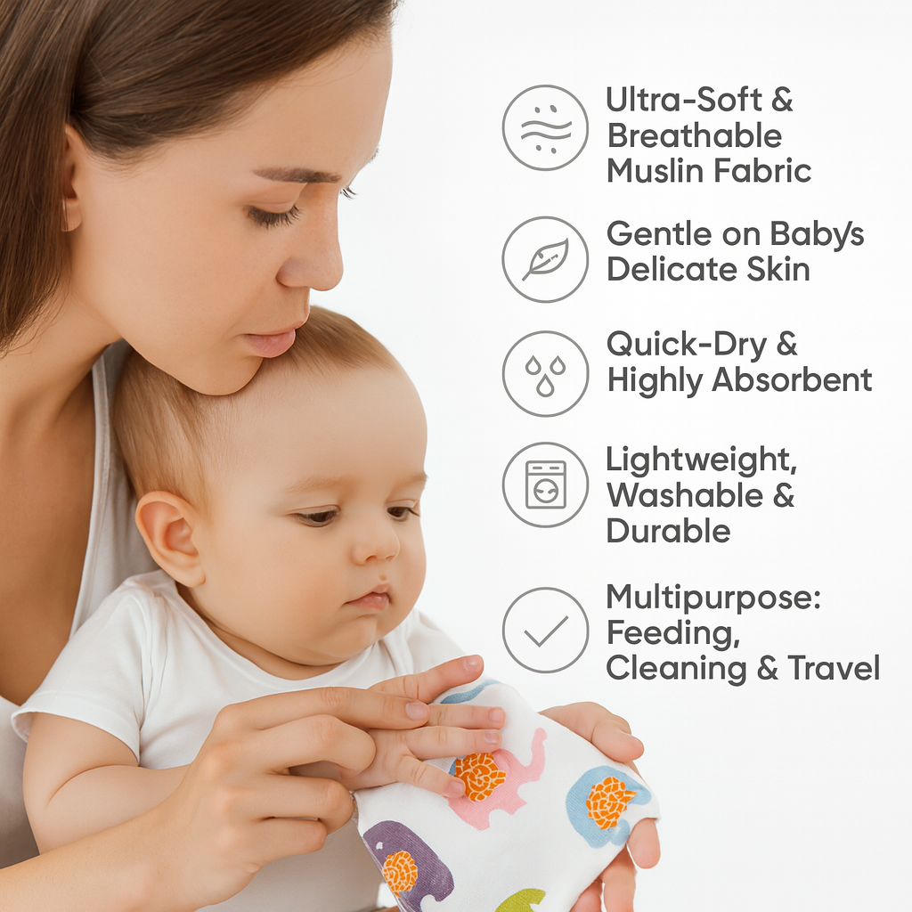 Premium Ultra-Soft Baby Face Napkin 25cm × 25cm — 100% Pure Cotton | Gentle & Absorbent | Nanhaa Wear - Image 5