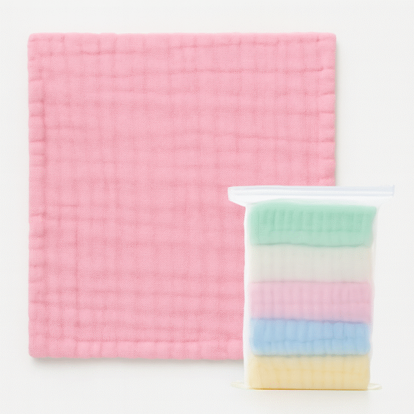 Cotton Soft Muslin 25*25cm Baby Face Napkeen Solid Colour - Image 2
