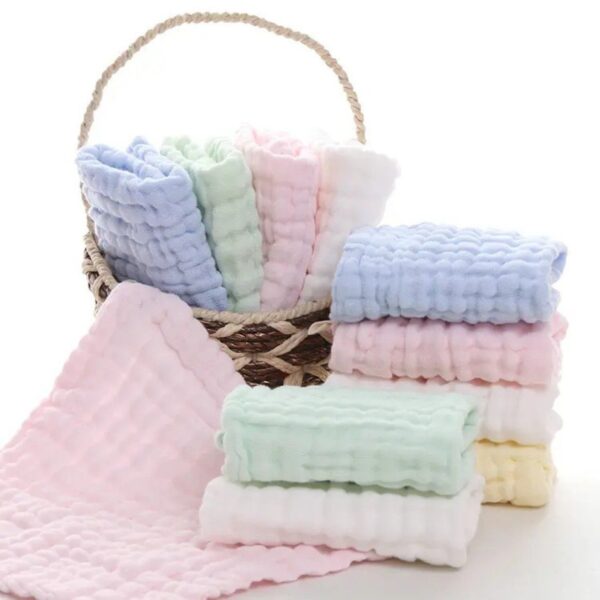 Cotton Soft Muslin 25*25cm Baby Face Napkeen Solid Colour - Image 12
