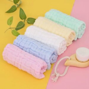 Cotton Soft Muslin 25*25cm Baby Face Napkeen Solid Colour