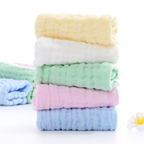 Cotton Soft Muslin 25*25cm Baby Face Napkeen Solid Colour - Image 3