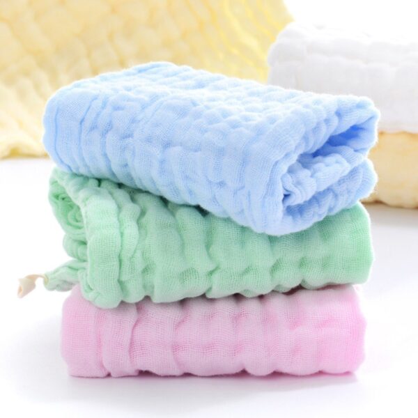 Cotton Soft Muslin 25*25cm Baby Face Napkeen Solid Colour - Image 2