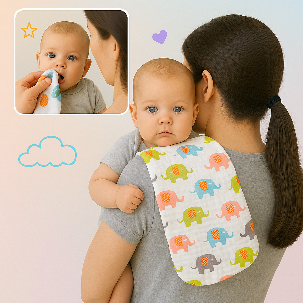 Premium Baby Burp Cloth 25cm × 50cm | Ultra-Soft, Super Absorbent Cotton Shoulder Cloth | Newborn Essentials | Nanhaa Wear - Image 5