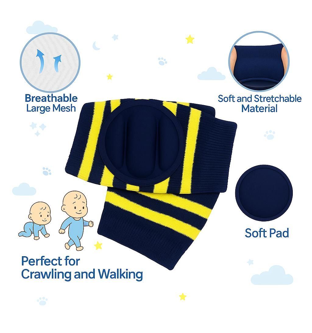 Premium Baby Stripe Knee Pads – Soft, Stretchable & Anti-Slip Protection | Nanhaa Wear - Image 4