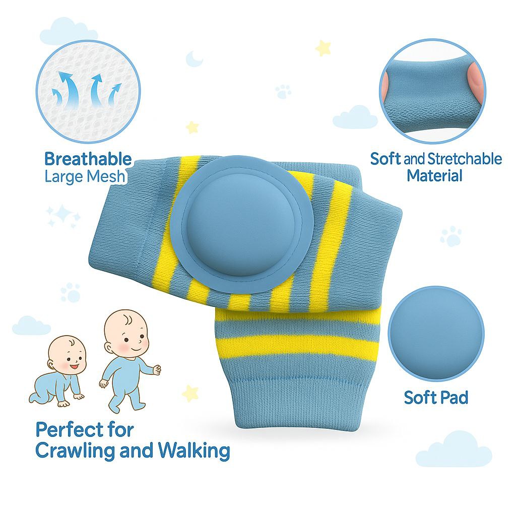 Premium Baby Stripe Knee Pads – Soft, Stretchable & Anti-Slip Protection | Nanhaa Wear - Image 4
