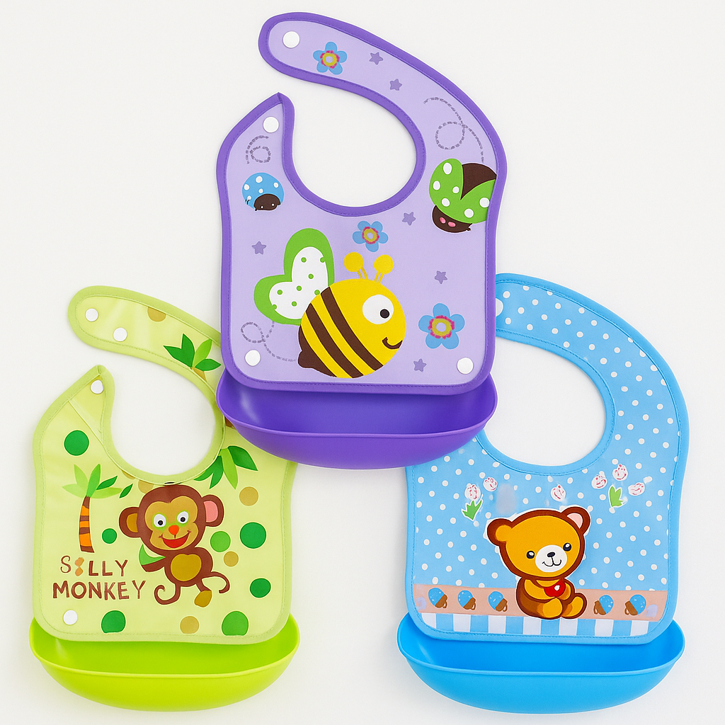 Premium Baby Silicone Bib | Soft, Waterproof, Adjustable Feeding Bib | BPA-Free – Nanhaa Wear
