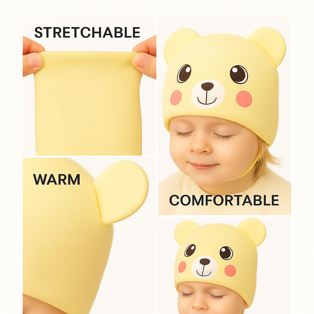 Soft Baby Stretch Cap for 0–3 Months | Ultra-Comfortable, Breathable Newborn Beanie | Gentle Cotton Fabric | Nanhaa Wear - Image 4
