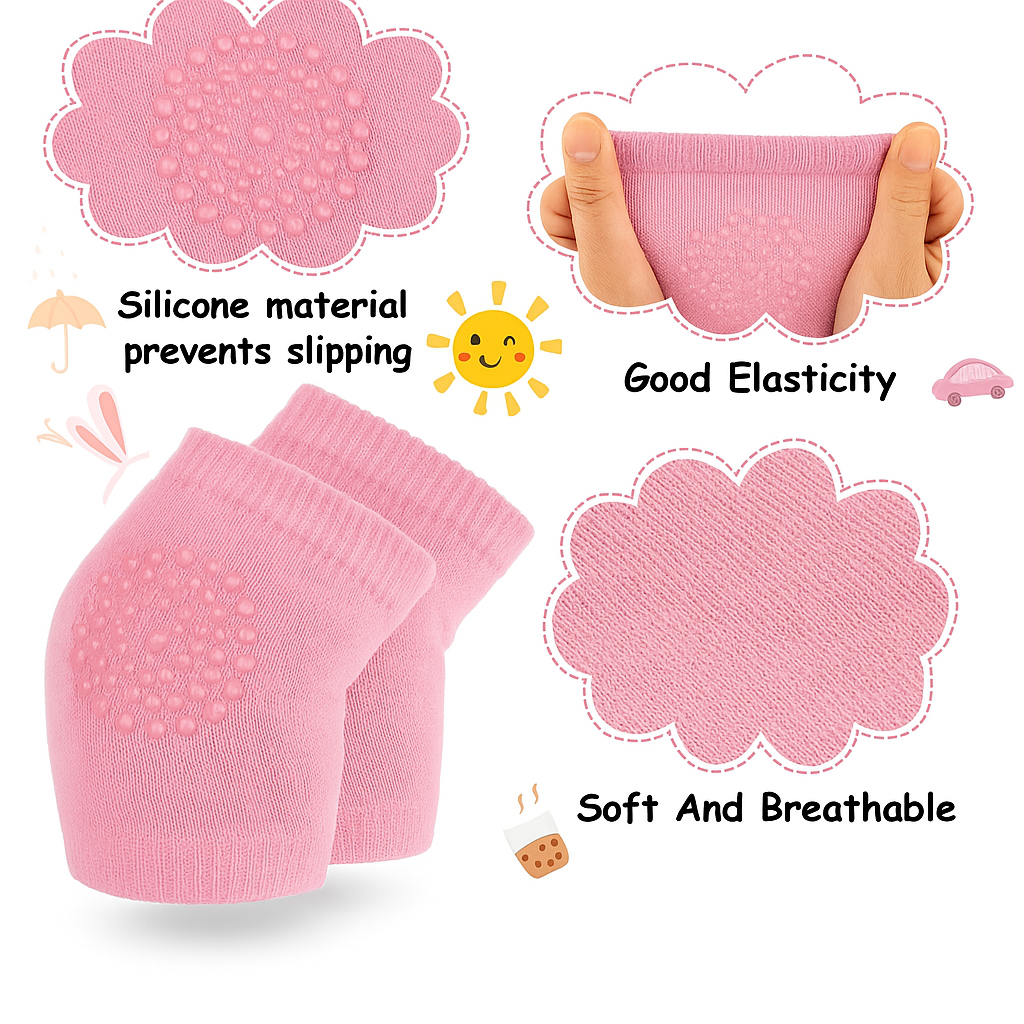Baby Dotted Knee Pads – Pack of 2 | Soft, Stretchable & Anti-Slip Crawling Protectors for Babies | Nanhaa Wear - Image 2