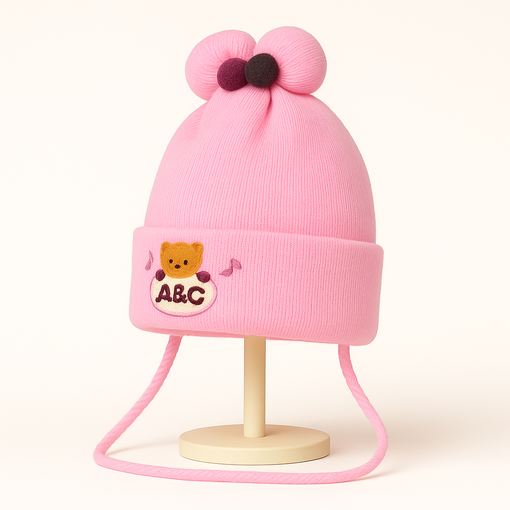 Cute Baby Woolen Winter Cap | Ultra-Soft, Warm & Stretchable Hat with Ear Protection | Newborn to 12 Months | Nanhaa Wear - Image 2