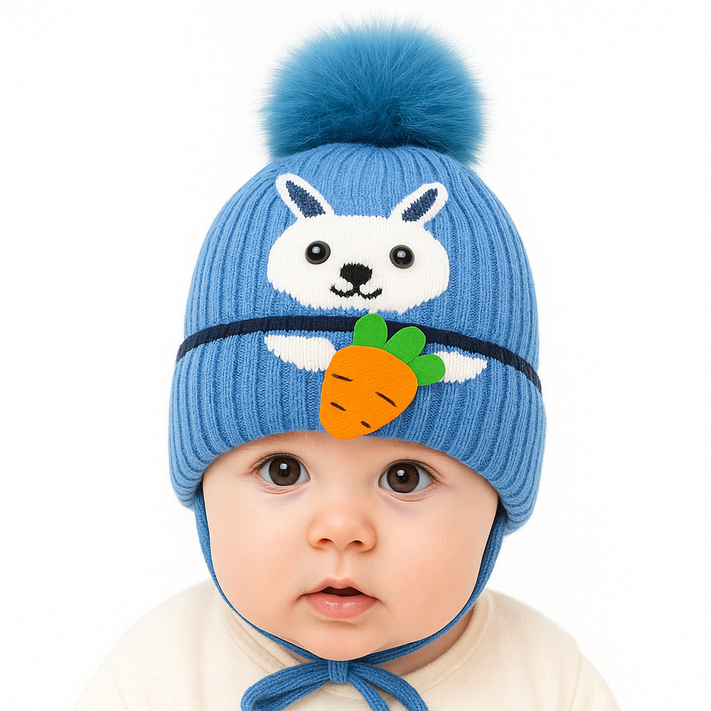 Cute Baby Woolen Cap | Ultra-Soft, Warm & Stretchable Winter Hat with Ear Protection | Newborn to 12 Months | Nanhaa Wear - Image 5