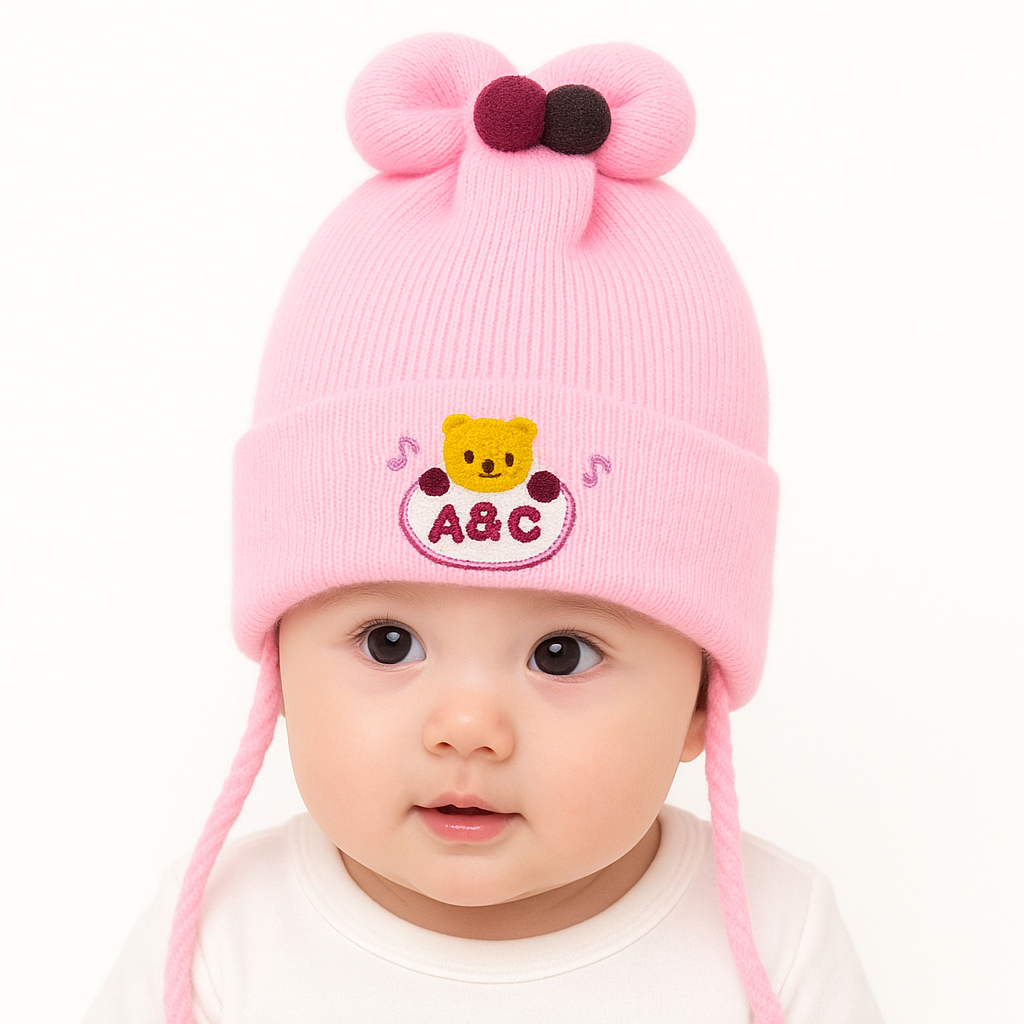 Cute Baby Woolen Winter Cap | Ultra-Soft, Warm & Stretchable Hat with Ear Protection | Newborn to 12 Months | Nanhaa Wear - Image 5