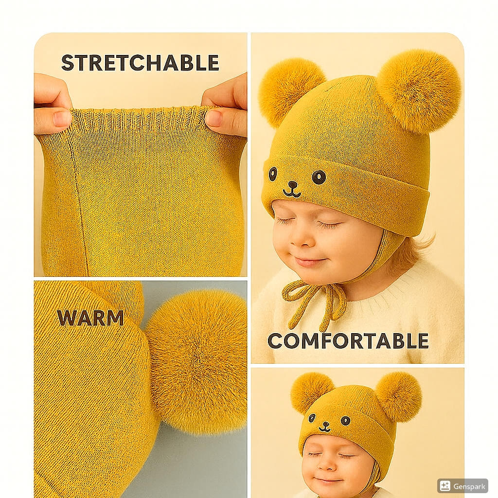 Ultra-Soft Baby Woolen Cap | Warm & Cozy Winter Hat with Cute Design | Newborn to 12 Months | Nanhaa Wear - Image 4
