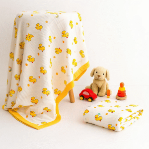 Premium Baby Muslin Blanket 110cm × 110cm | Ultra-Soft, Breathable & Lightweight Swaddle Blanket | 100% Cotton | Nanhaa Wear